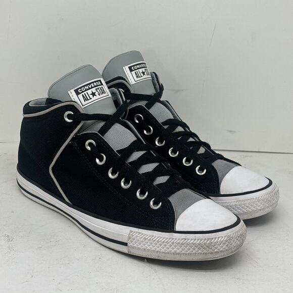 Converse Chuck Taylor Street Black/Ash/Stone Canvas Mid Sneakers Sz 9 - NICE - Picture 1 of 7
